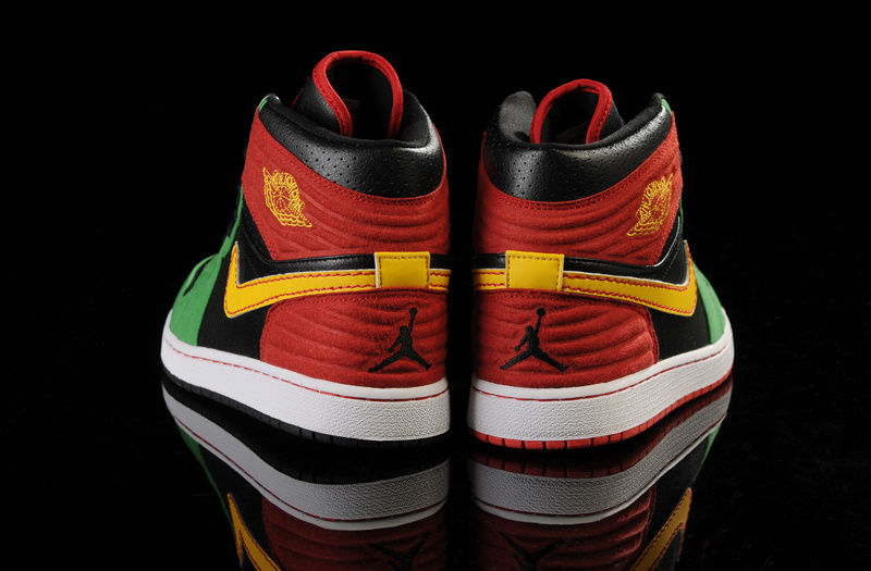 Air Jordan 1 Men Shoes Black/Red/ Yellow/Darkgreen Online